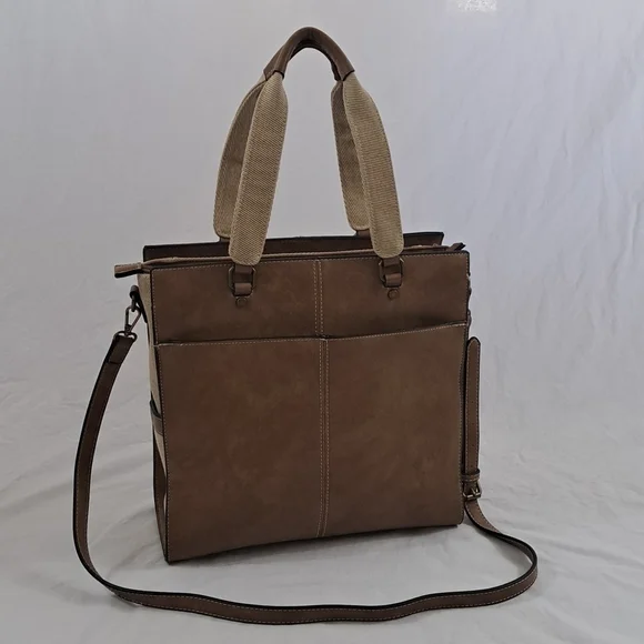 Simply Noelle Camel Brown Vegan Leather and Canvas - Picture 3 of 16